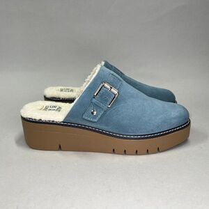 Naturalizer Wayde Clogs Women 9.5 Blue Suede Searling Lined Comfort Slip On Shoe